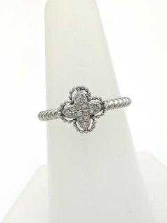 10 Karat White Gold .12 Carat Diamond Clover Ring