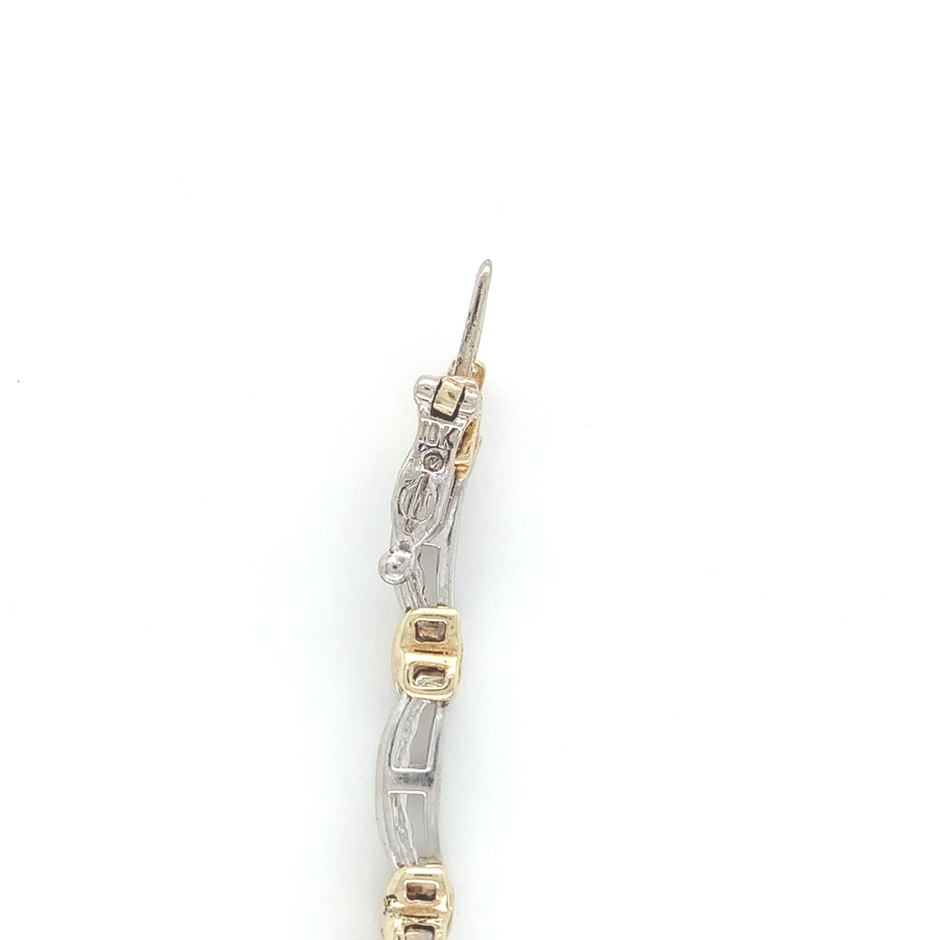10K White Gold 1.40 carat tw Diamond Tennis Bracelet with Yellow Gold X Accents 2