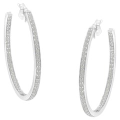 10k White Gold 1.00 Carat Diamond Inside-Out Hoop Earrings