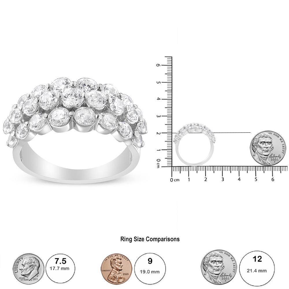10K White Gold 2 1/2 Cttw Round Natural Diamond 3 Row Band Ring 4