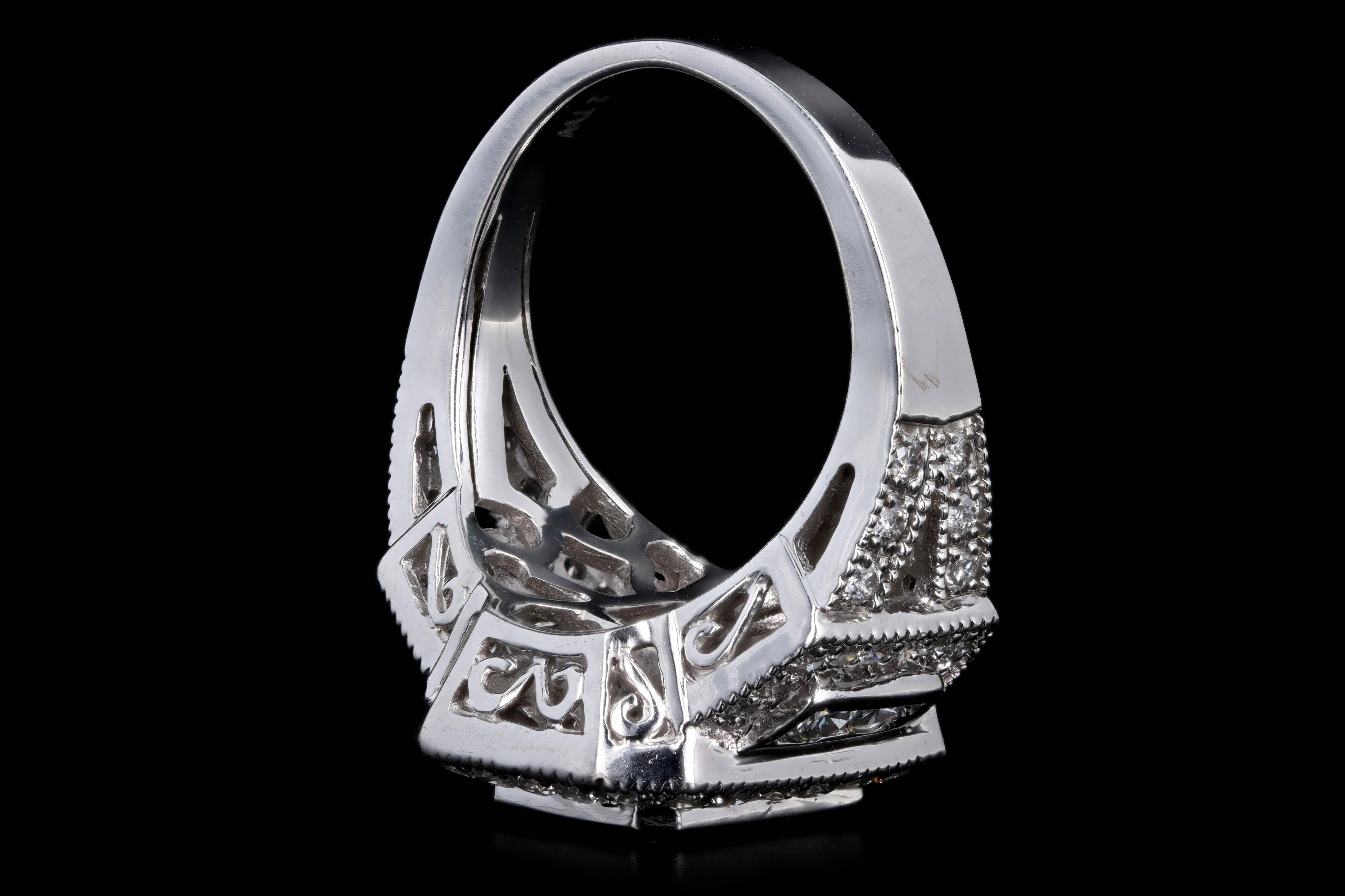 Women's or Men's 10K White Gold 2 Carat Total Weight Princess Cut Cluster Halo Engagement Ring