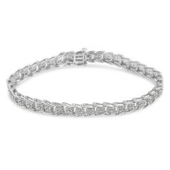 Bracelet tennis en or blanc 10 carats avec diamants de 2,0 carats en forme d'éventail