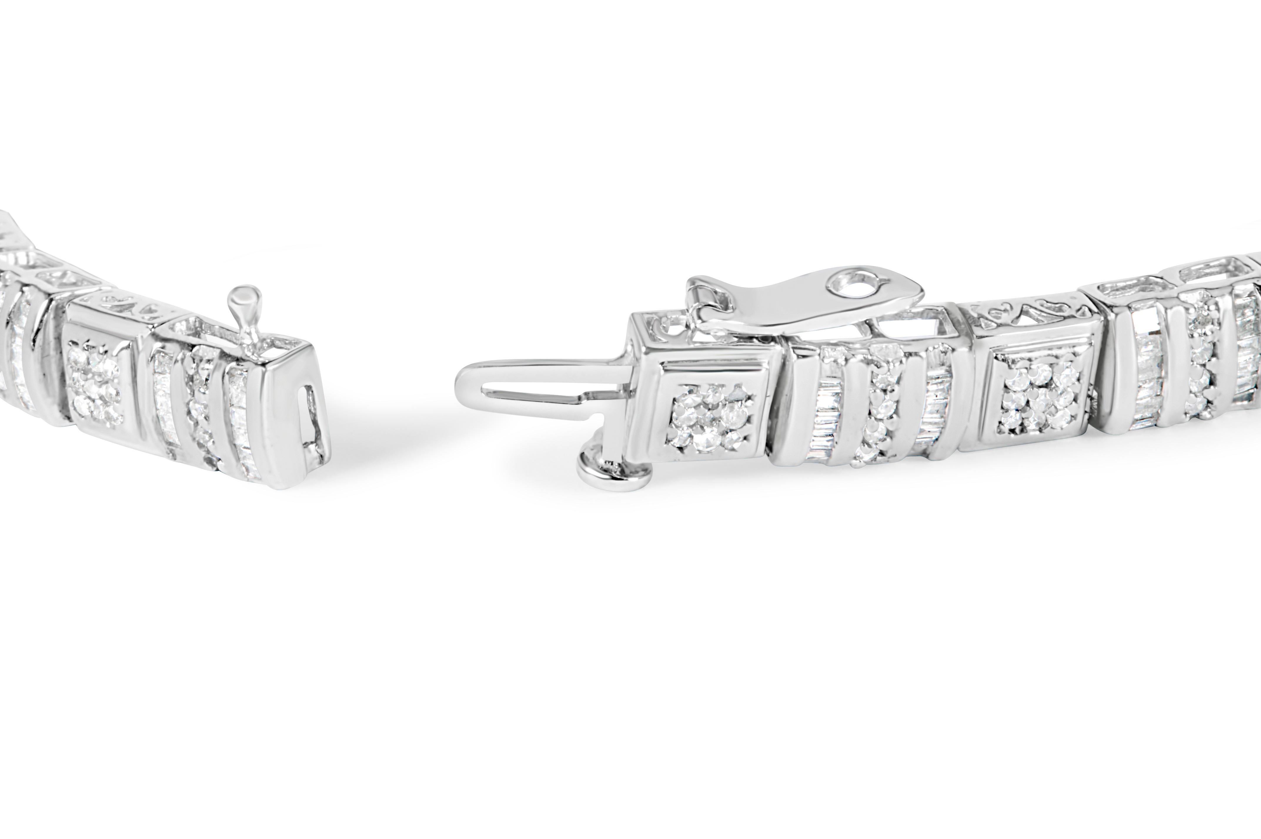 10K White Gold 2.0 Carat Diamond Link Bracelet In New Condition For Sale In New York, NY