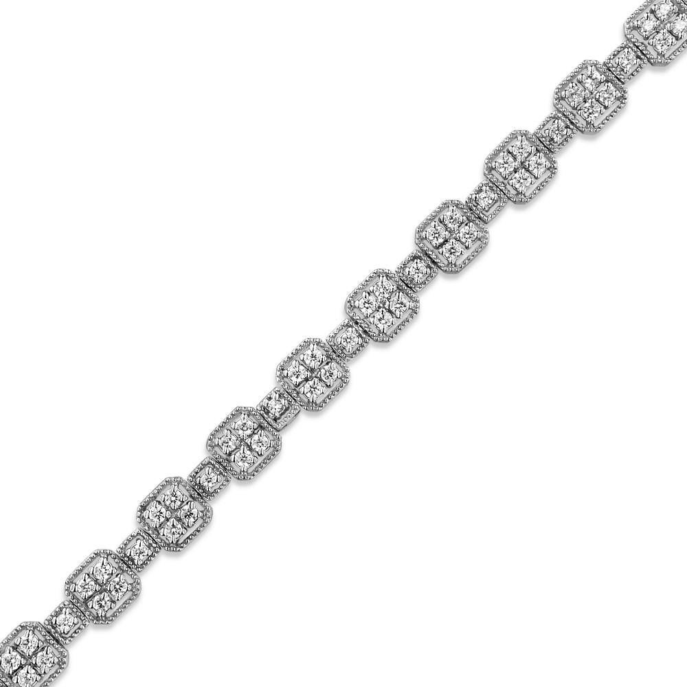 Modern 10K White Gold 2.0 Cttw Diamond Square Link Bracelet For Sale