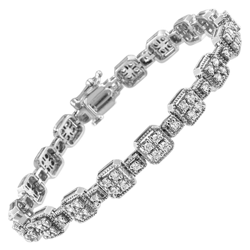 10K White Gold 2.0 Cttw Diamond Square Link Bracelet