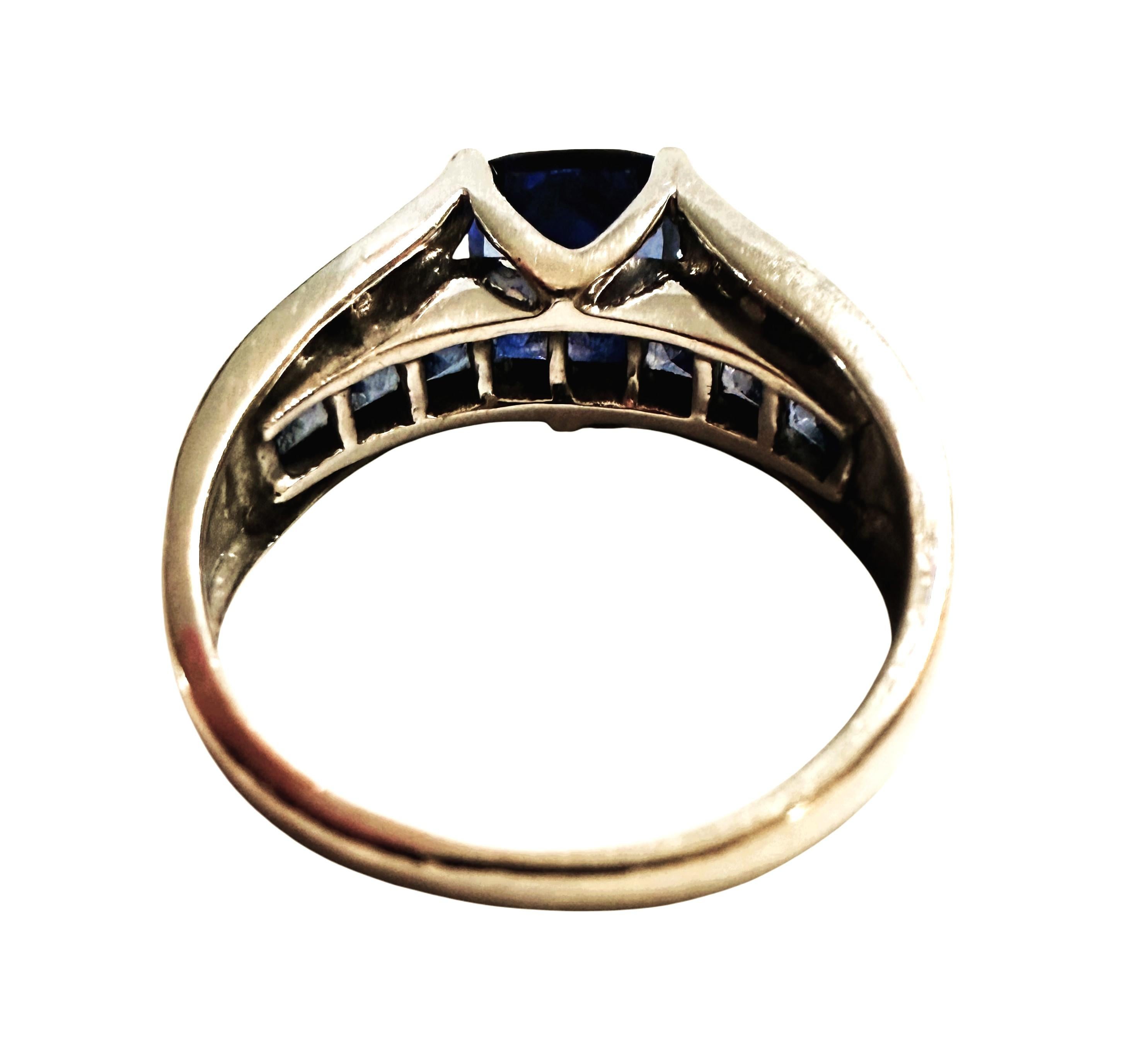 Art Deco 10k White Gold 2.32 Carat Princess Cut Tanzanite & Diamond Ring Size 7 For Sale