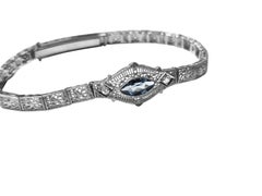 10k White Gold 2ct Aquamarine Diamond Bracelet