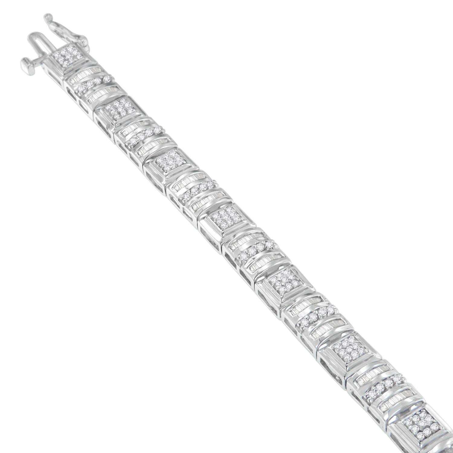 Taille brillant Bracelet à maillons H-I, I2-I3 en or blanc 10 carats et diamants 2 carats TDW en vente