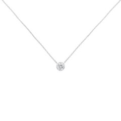 10K White Gold 3/10 Carat Round-Cut Diamond Modern Solitaire Pendant Necklace