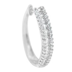 10K White Gold 3/4 Carat Diamond Hoop Earrings