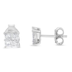 10K White Gold 3/4 Carat Diamond Stud Earrings