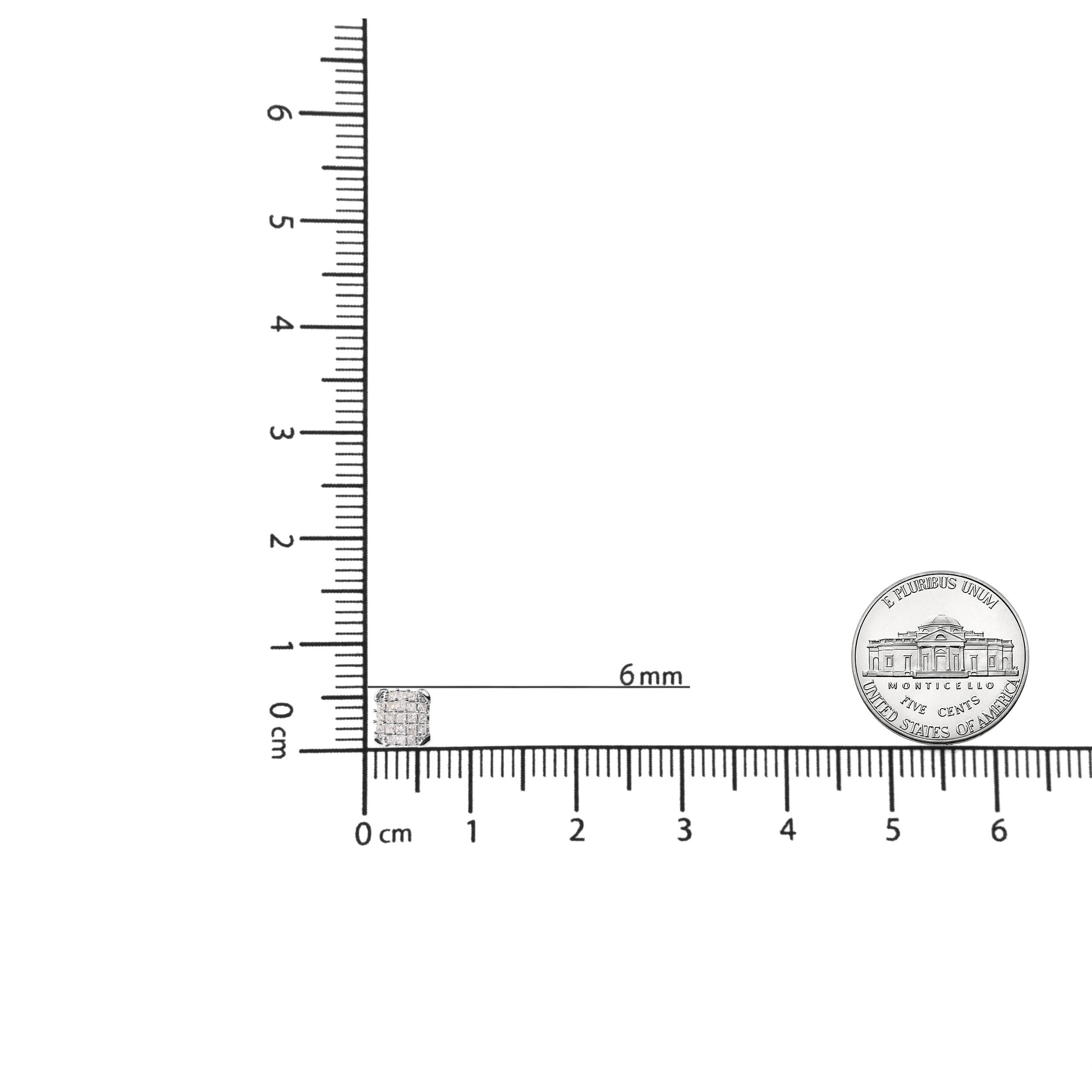 10K Weißgold 3/4 Karat Prinzessin-Diamant-Komposit-Ohrstecker mit offenem Rahmen (Carréschliff) im Angebot