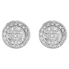 10K White Gold 3/4 Cttw Diamond Composite with Halo Stud Earrings
