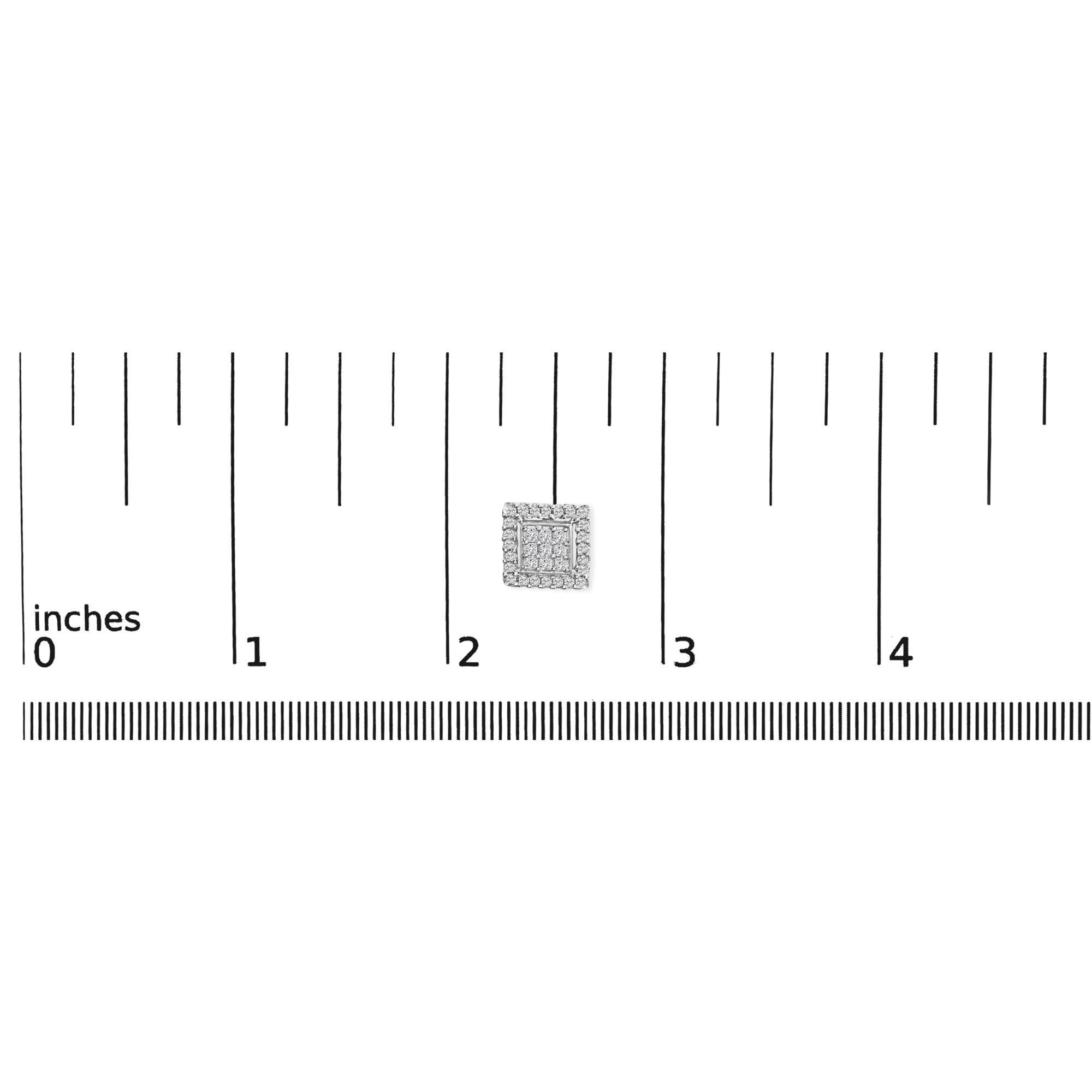 Clous d'oreilles en or blanc 10 carats composite de diamants princesses 3/4 carat Neuf à New York, NY