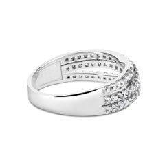10K White Gold 3/4 Cttw Princess Natural Diamond Split Shank and Weave Band Ring
