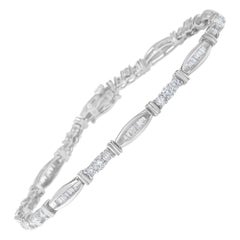 Pulsera de tenis de diamantes con diseño geométrico de 3,0 quilates en oro blanco de 10 quilates