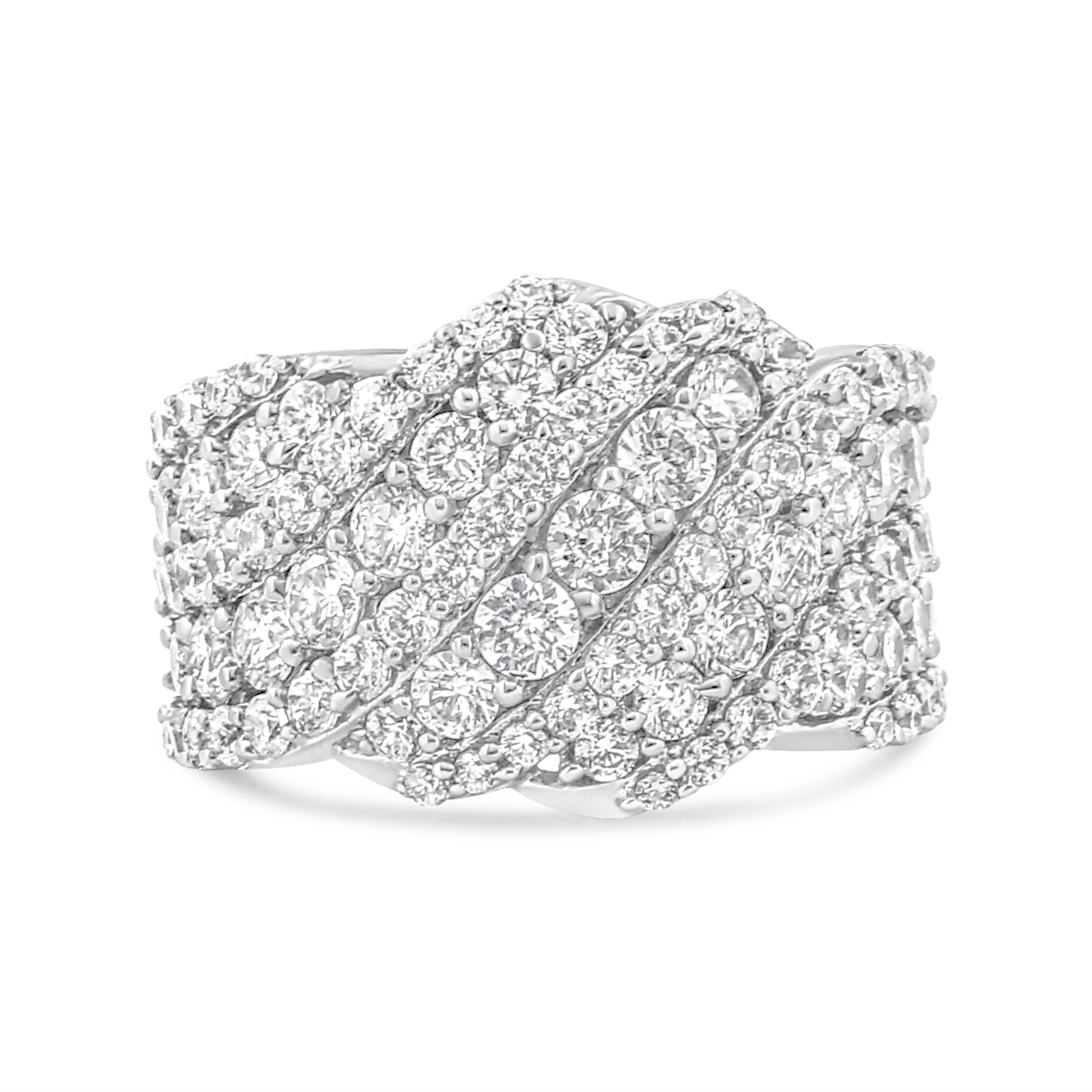 For Sale:  10K White Gold 3.00 Carat Diamond Multi Row Cluster Band Ring 2