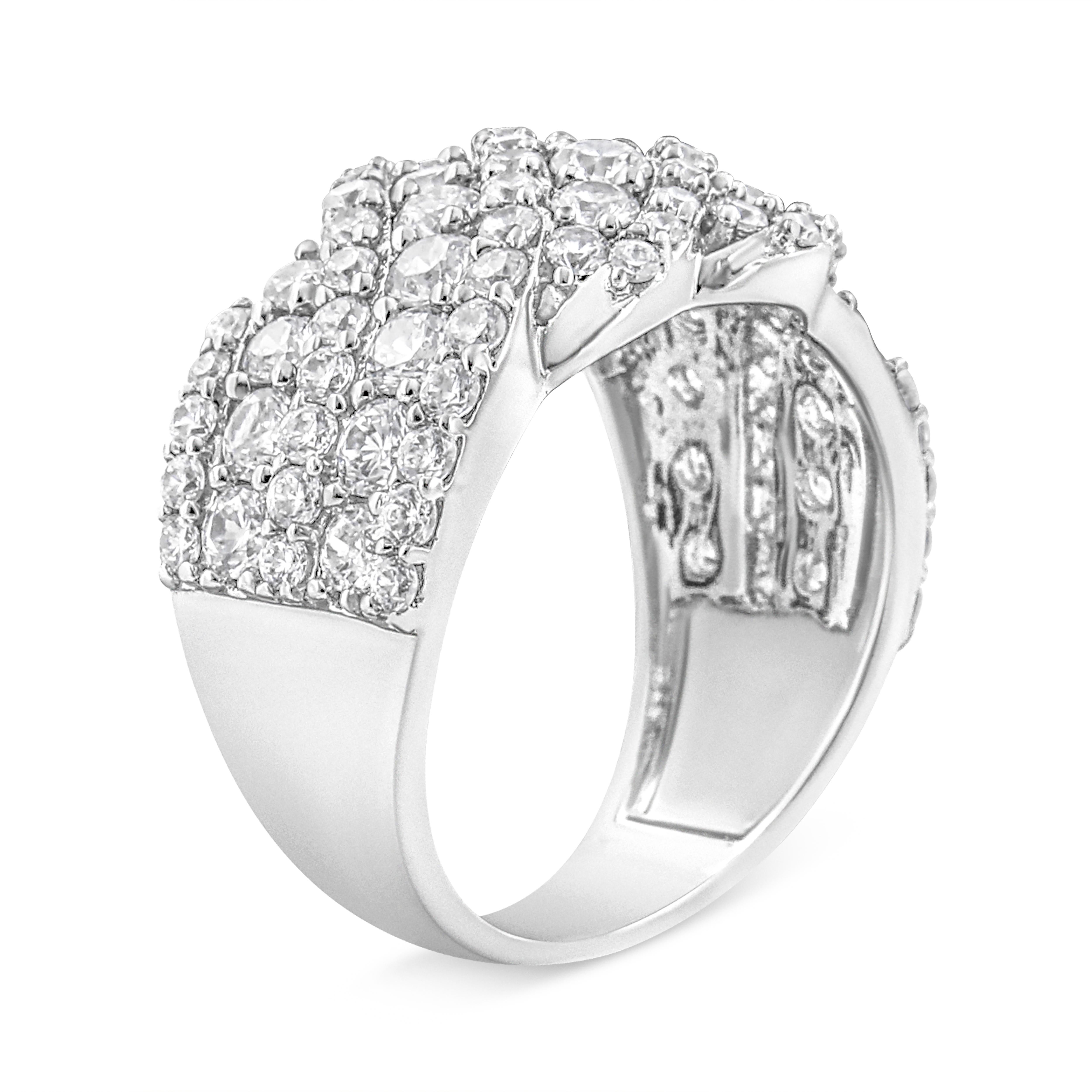 Im Angebot: 10K Weißgold 3,00 Karat Diamant Multi Row Cluster-Ring mit mehreren Reihen () 3