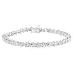 Bracelet tennis à maillons en or blanc 10 carats serti d'un diamant de 3,00 carats monté en serti clos