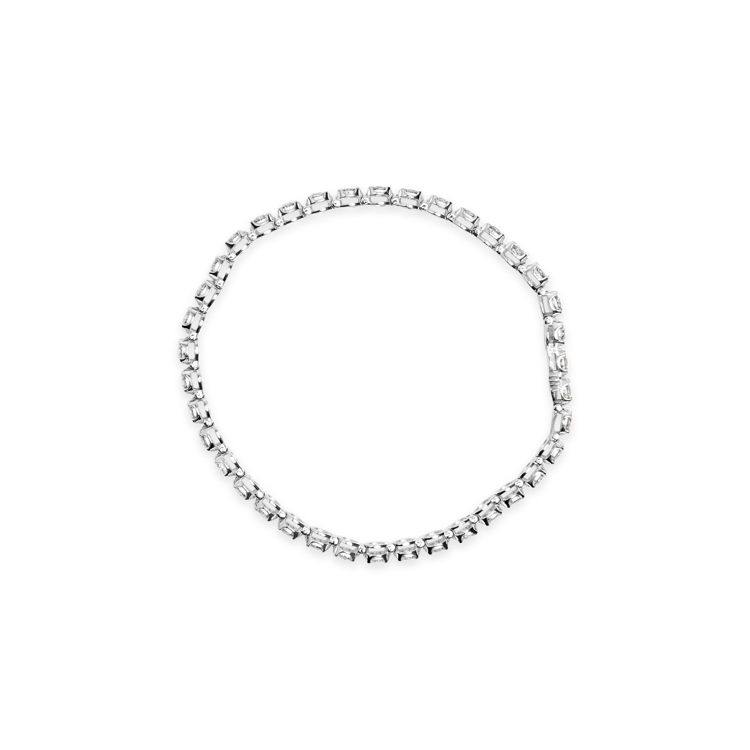 Modern 10K White Gold 3.00 Cttw Miracle Set Diamond Bezel Link Style Tennis Bracelet For Sale