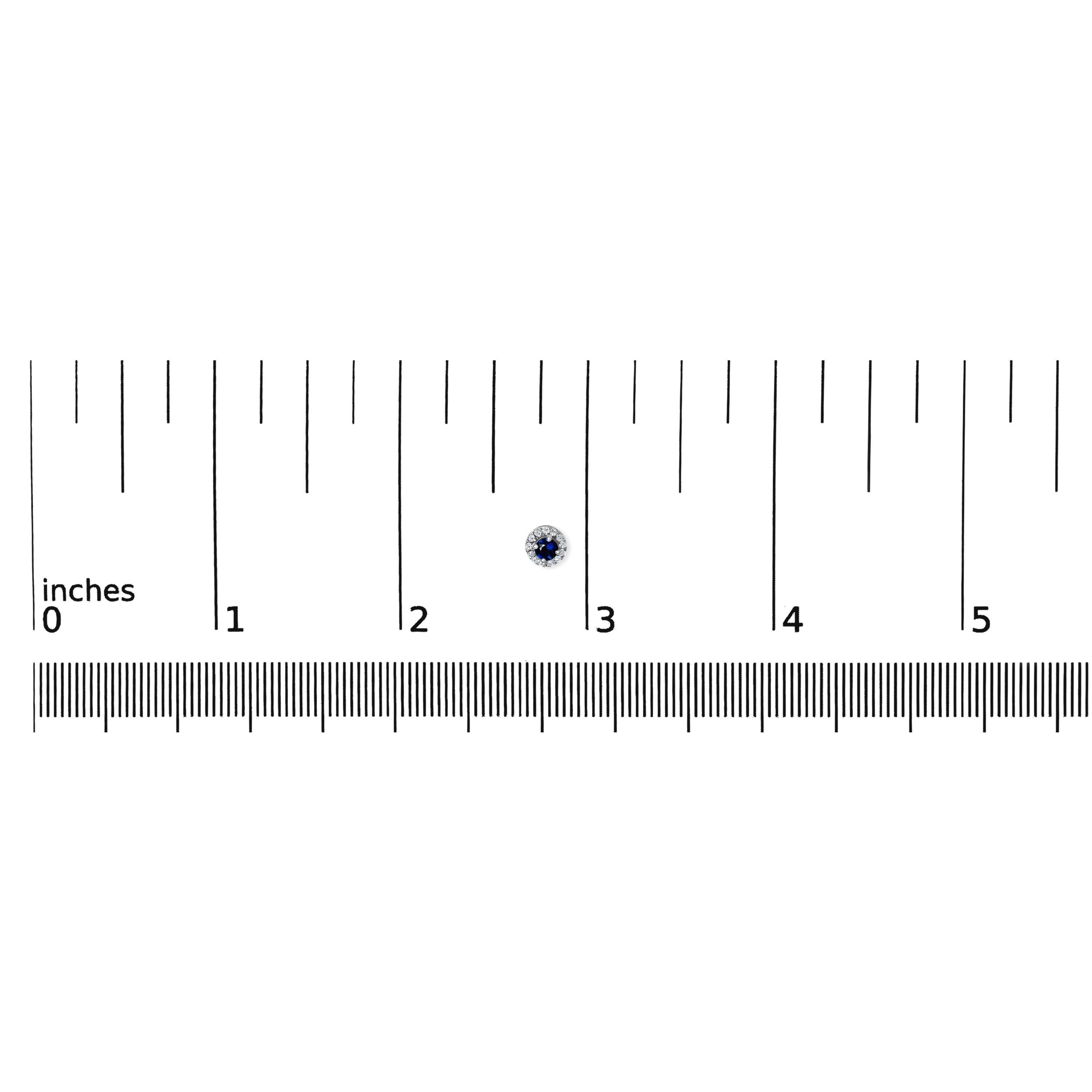 Taglio rotondo Orecchino a cono in oro bianco 10K con zaffiro blu da 3,25x3,25 mm e diamante da 1/10 Cttw in vendita