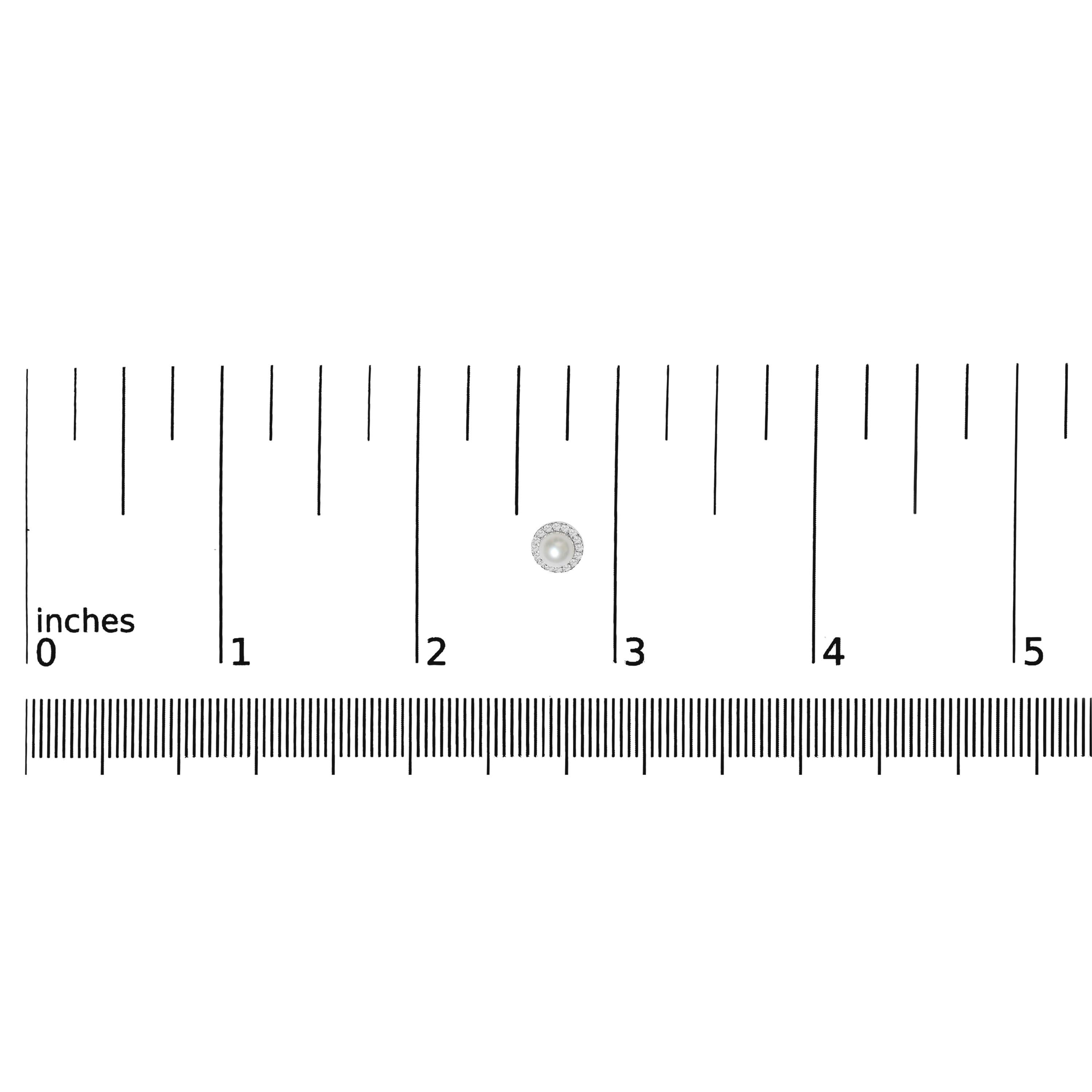 Round Cut 10K White Gold 4.5mm Cultured Freshwater Pearl & 1/7ct Diamond Halo Stud Earring For Sale