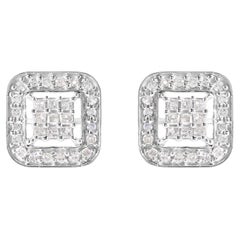 Orecchini a perno composti in oro bianco 10K con diamante a forma di quadrato da 5/8 Cttw