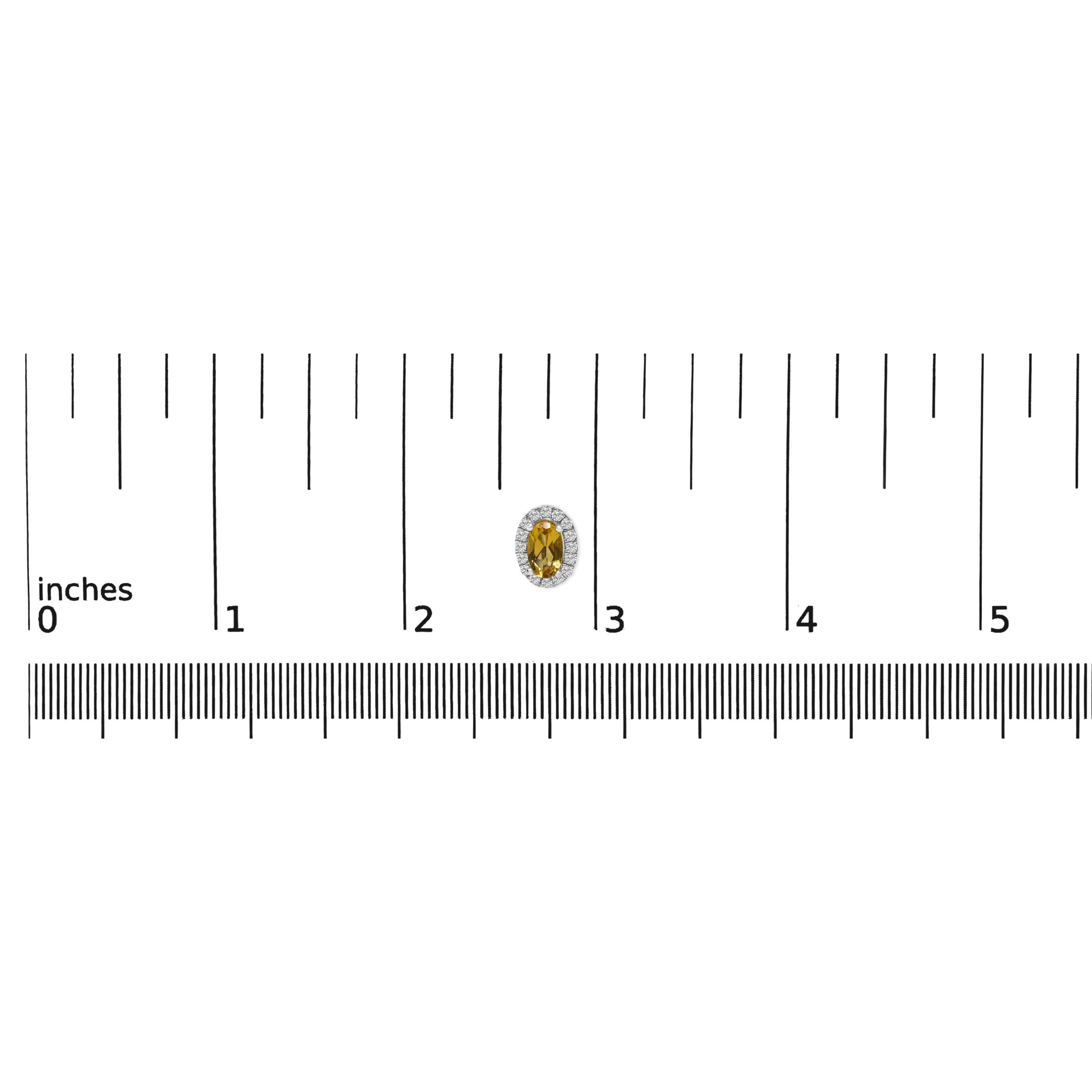 Taglio rotondo Orecchini a lobo ovali in oro bianco 10K 5x3 MM con citrino giallo e diamanti in vendita