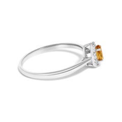 10K Weißgold 5X3MM Oval Orange Citrin und Diamant Akzent Halo Ring