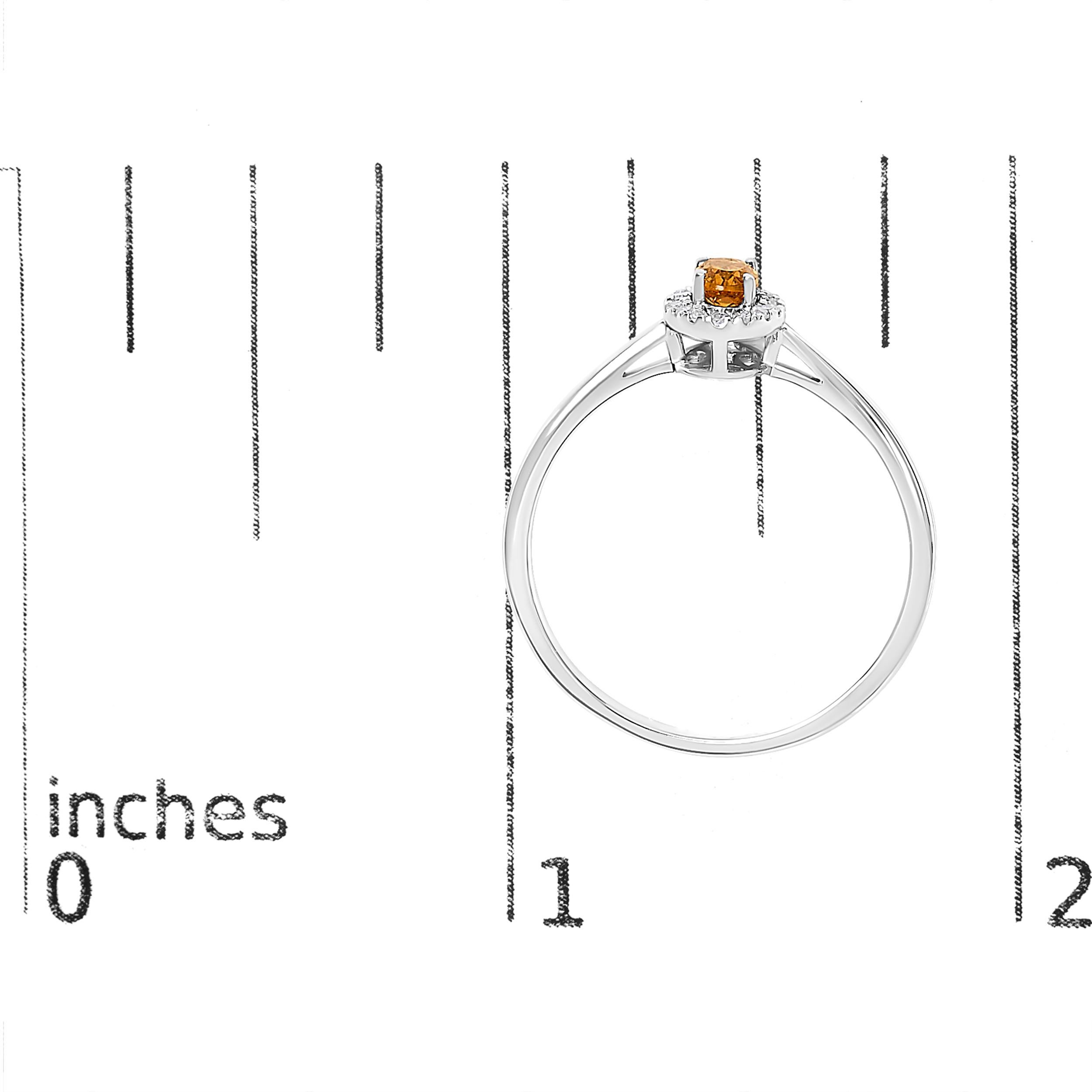 10K Weißgold 5X3MM Oval Orange Citrin und Diamant Akzent Halo Ring Damen im Angebot