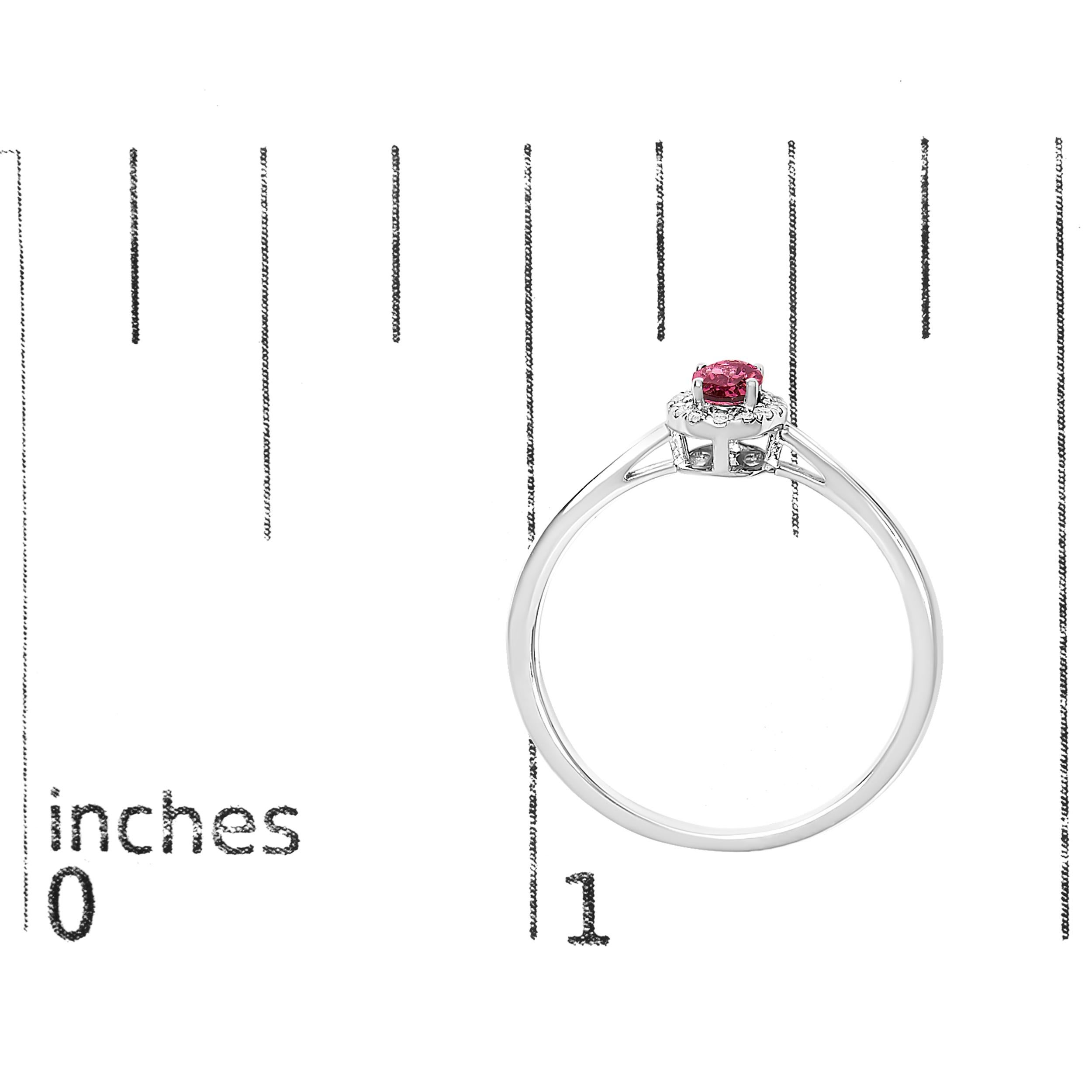 Women's 10K White Gold 5X3MM Oval Pink Tourmaline and Diamond Accent Halo Ring For Sale