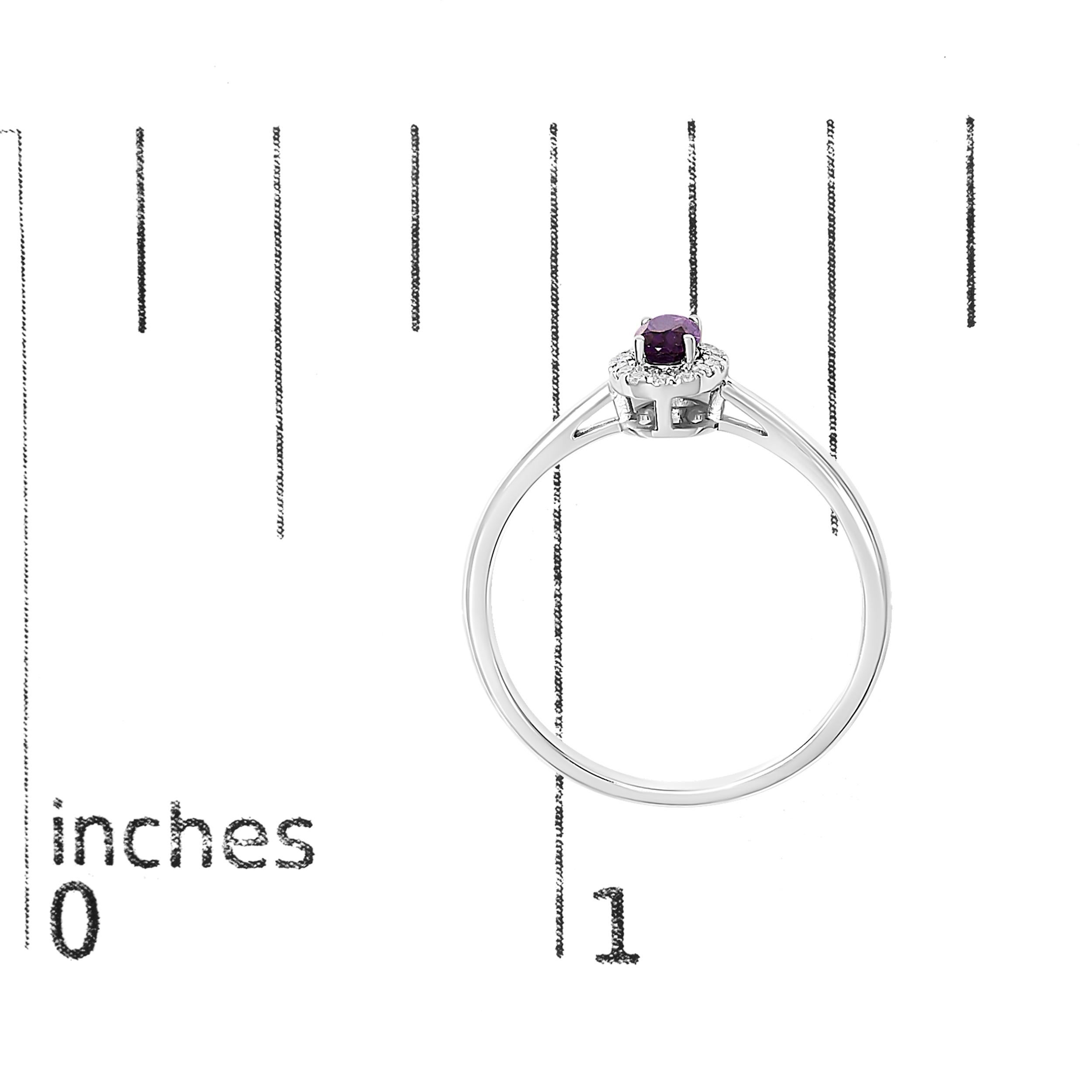 Bague Halo en or blanc 10K avec améthyste violette ovale 5X3MM et diamant Pour femmes en vente