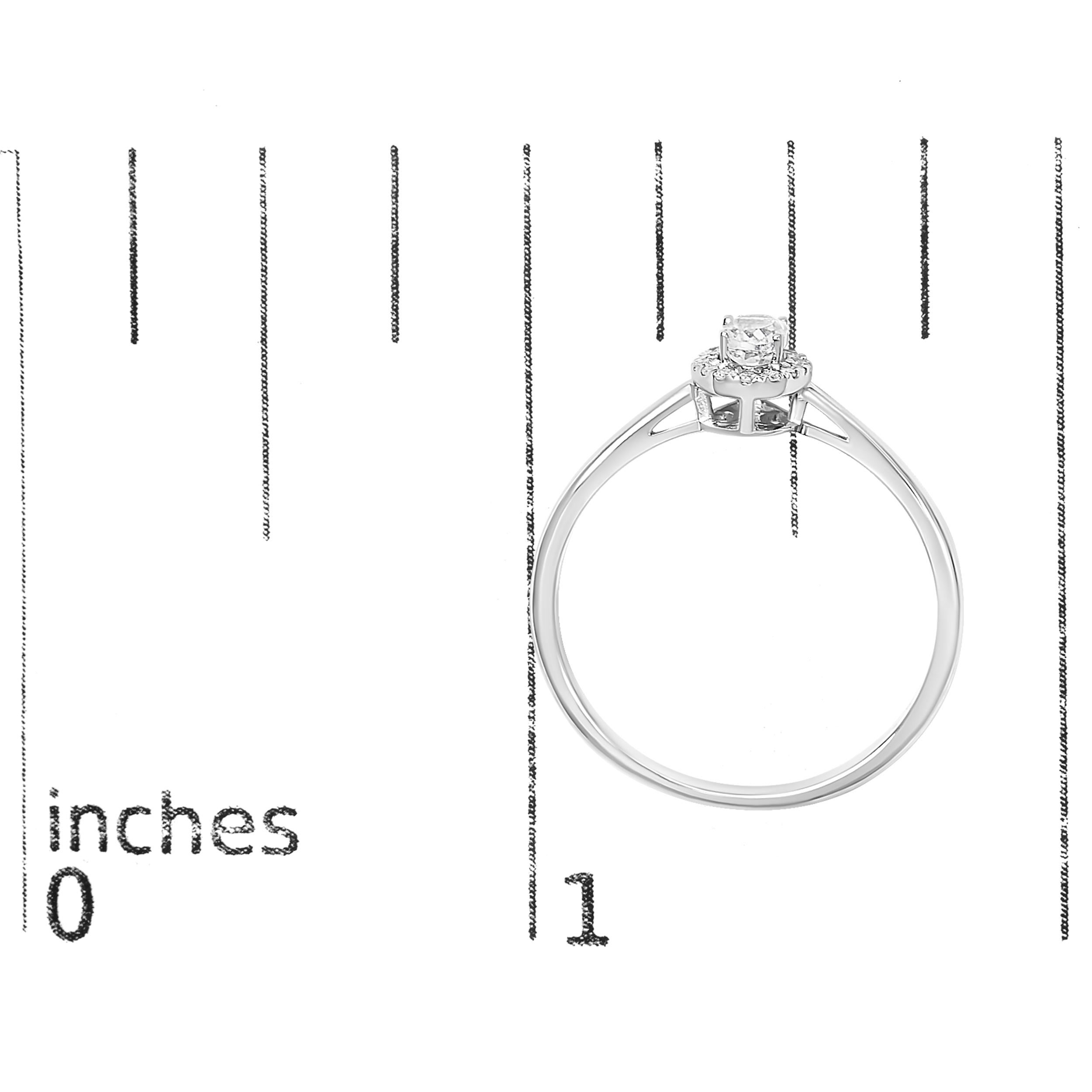 10K Weißgold 5X3MM Oval Weiß Topas und Diamant Akzent Halo Ring Damen im Angebot