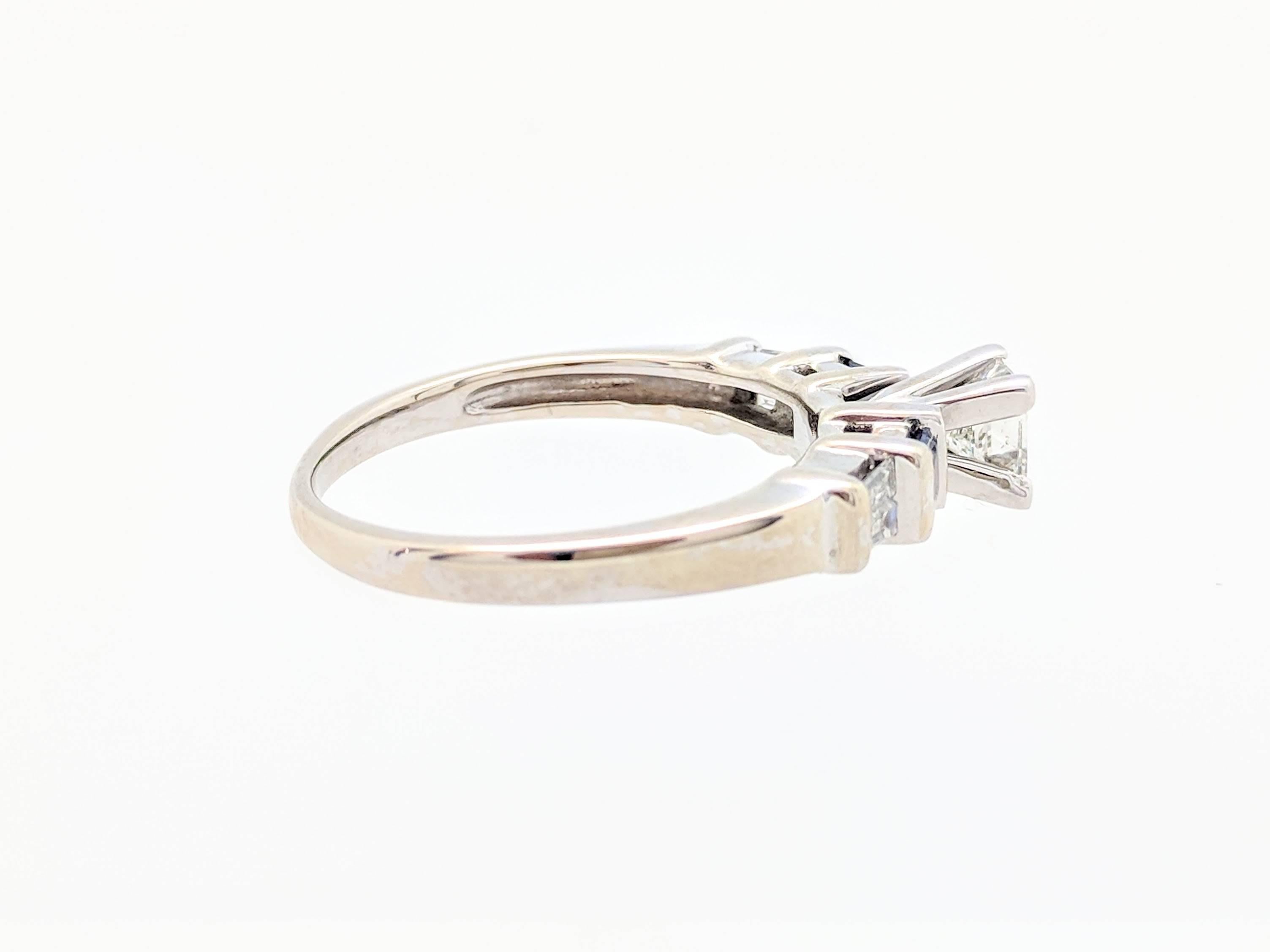 10 Karat White Gold .63 Carat Diamond and Sapphire Engagement Ring 4