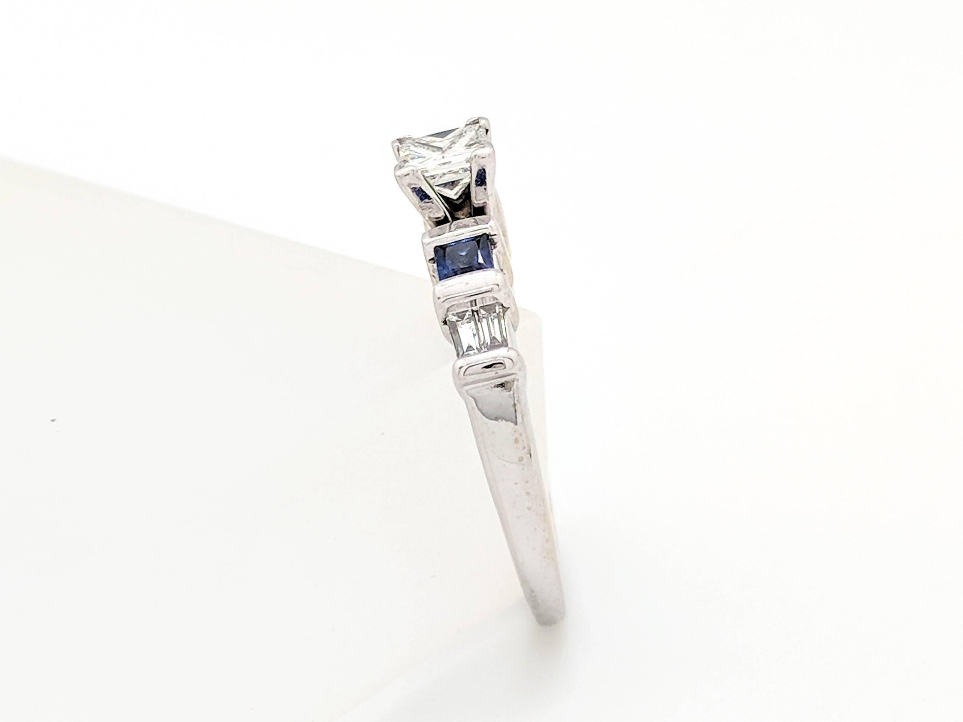 Women's 10 Karat White Gold .63 Carat Diamond and Sapphire Engagement Ring