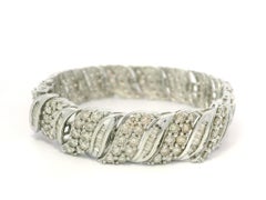 10k White Gold 7ctw Fiery Baguette & Round Diamond 12.3mm Wide Bracelet