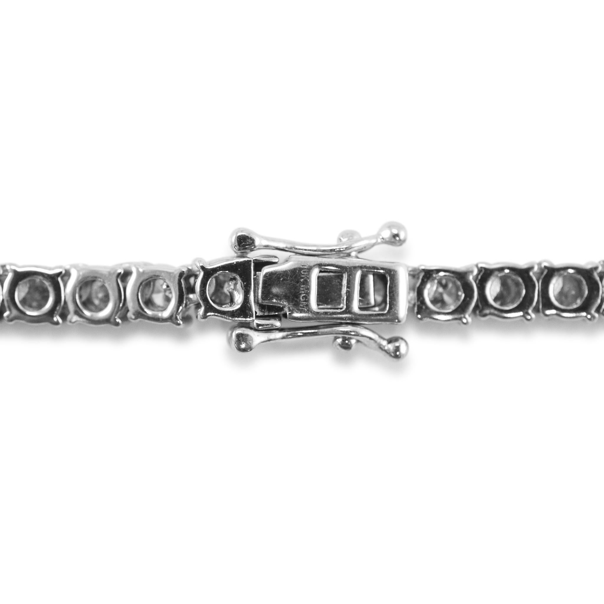 Women's 10K White Gold 9.86ct Diamond Tennis Chain Necklace For Sale