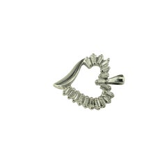 10K White Gold and Baguette Diamond Heart Pendant #23444