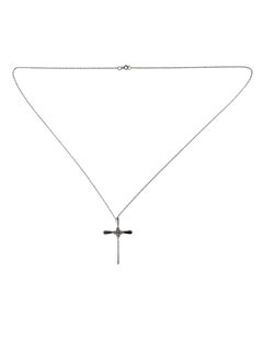 10K White Gold and Diamond Cross Pendant Necklace #24962