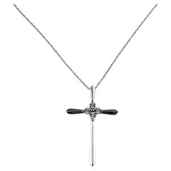 10K White Gold and Diamond Cross Pendant Necklace #24962