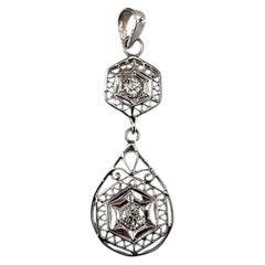 10K White Gold and Diamond Filigree Pendant #25136