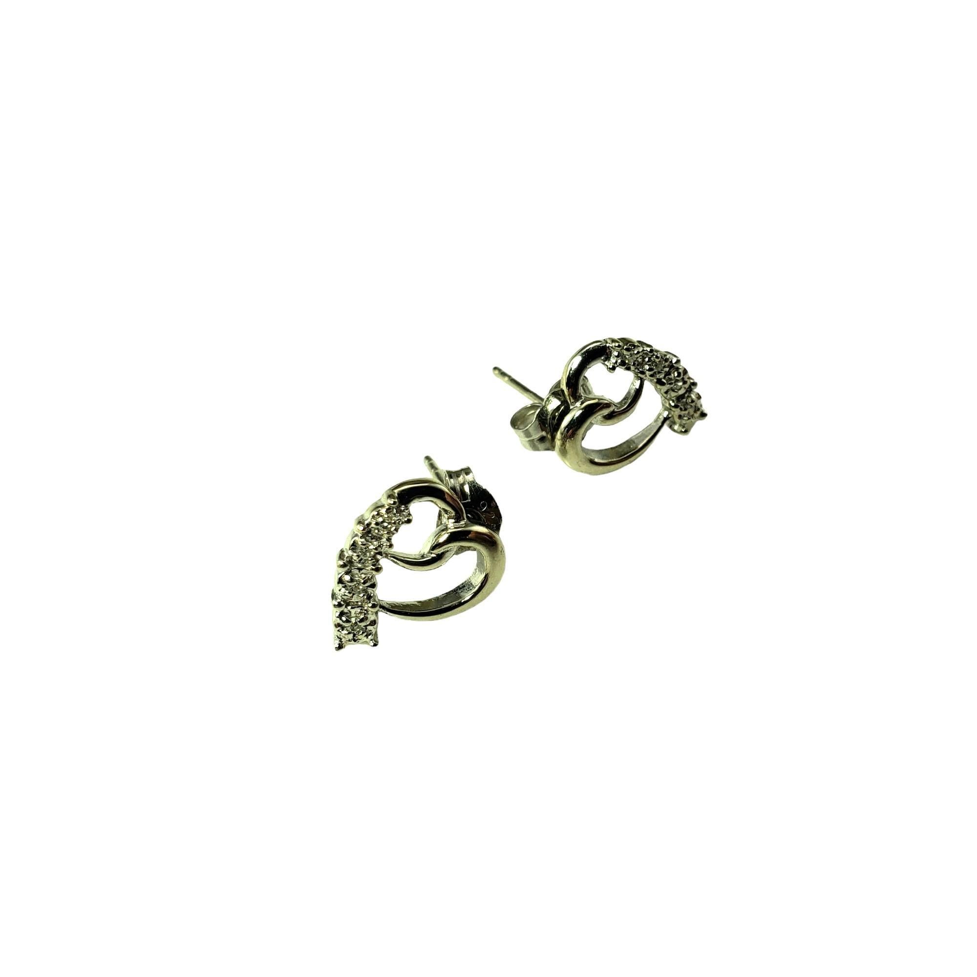 Round Cut 10K White Gold and Diamond Heart Earrings #16040 For Sale