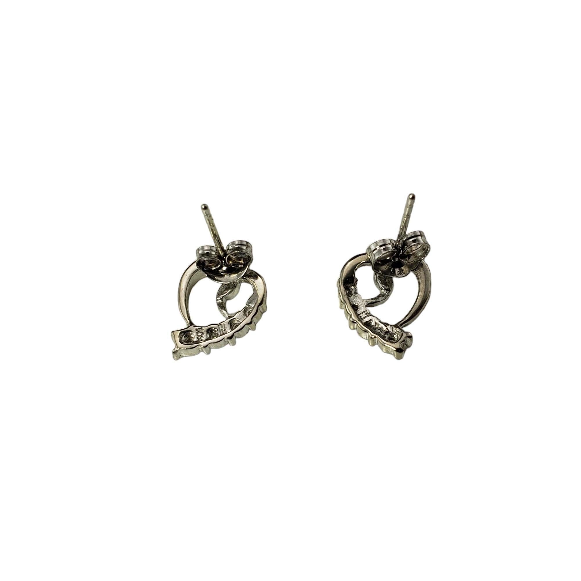 Women's 10K White Gold and Diamond Heart Earrings #16040 For Sale