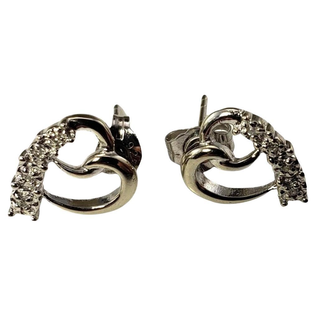 10K White Gold and Diamond Heart Earrings #16040 For Sale