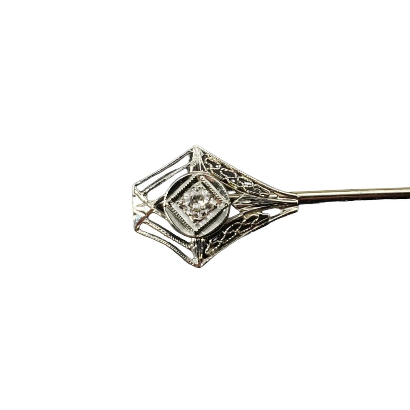 Round Cut 10K White Gold and Diamond Stick Pin #16374 For Sale