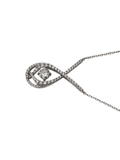 10K White Gold and Diamond Teardrop Pendant Necklace #24378