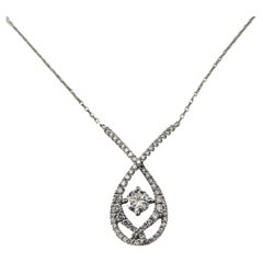 10K White Gold and Diamond Teardrop Pendant Necklace #24378