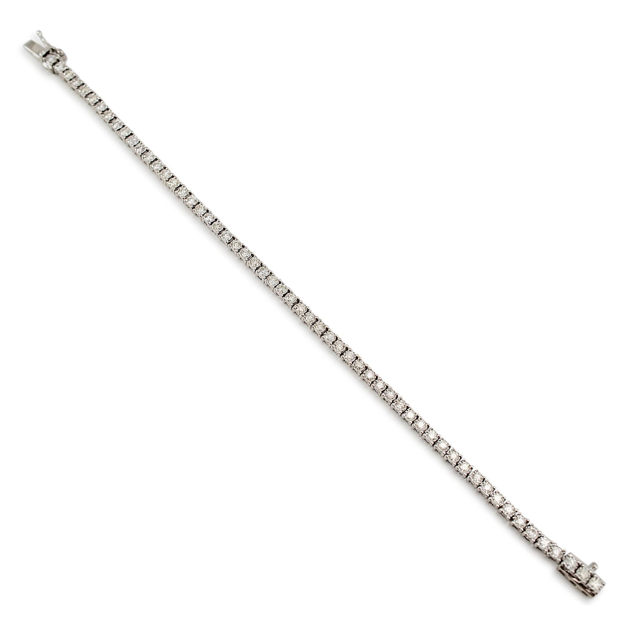 10K White Gold Bezel Set 2.17ct Diamond Tennis Bracelet 1
