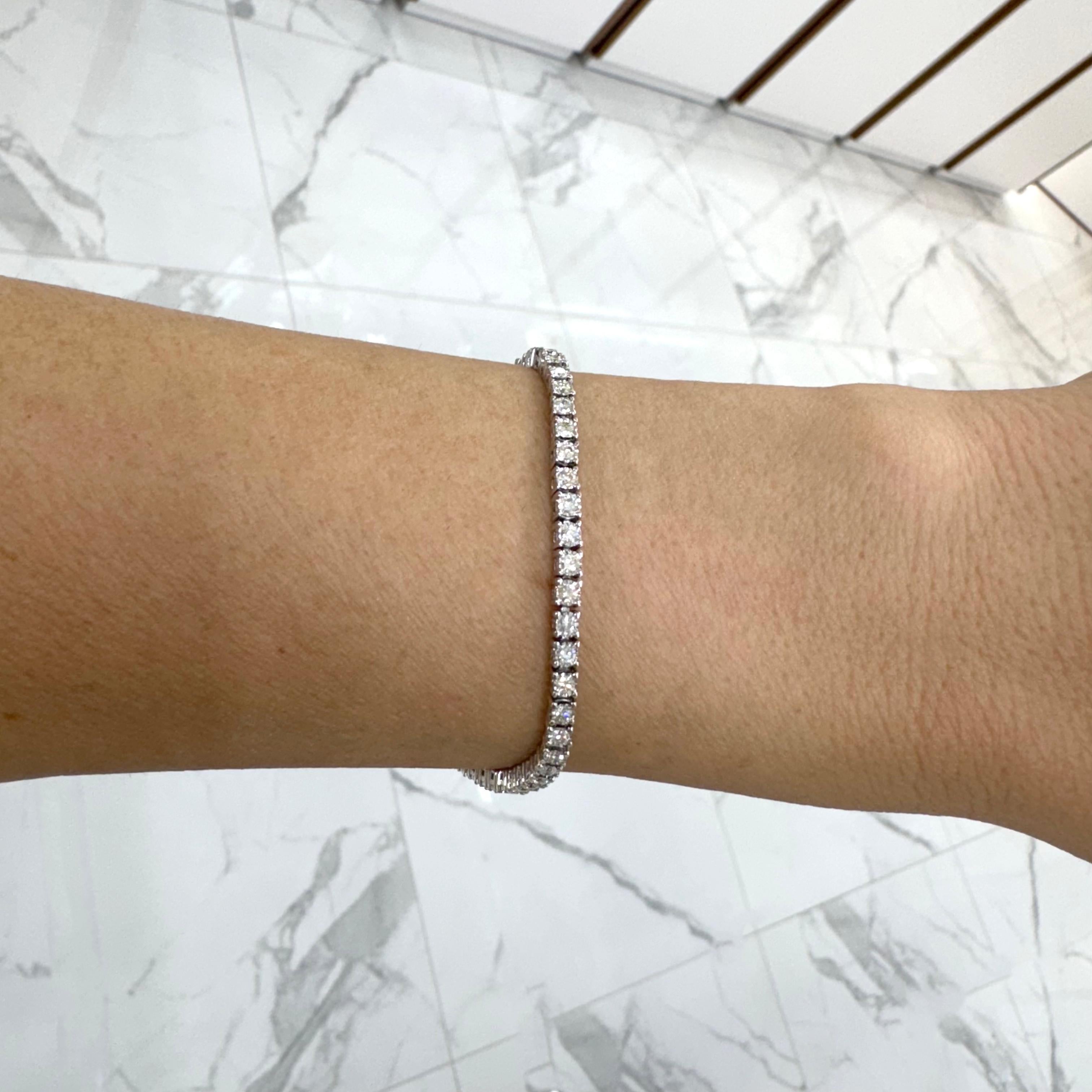 10K White Gold Bezel Set 2.17ct Diamond Tennis Bracelet 2