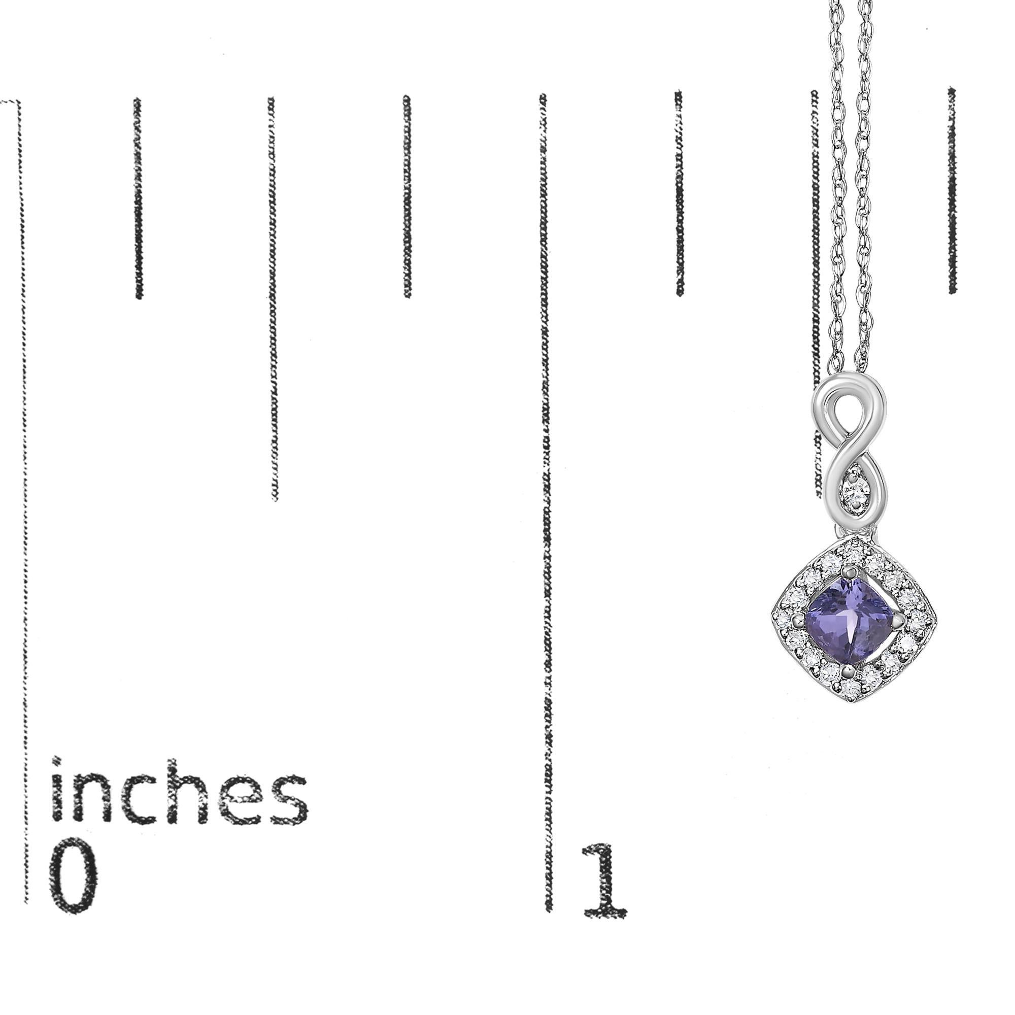 Collana con ciondolo a forma di cuscino in oro bianco 10K con tanzanite blu e viola e diamanti In condizioni Nuovo in vendita a New York, NY